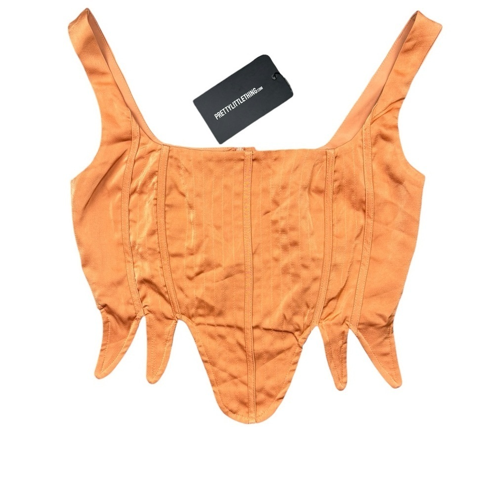 PrettyLittleThing NWT Corset Top Size 12 Orange Sleeveless Zipper Boned …